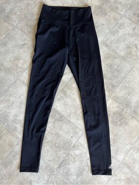 adidas Black High-Waist Performance Leggings with White Logo